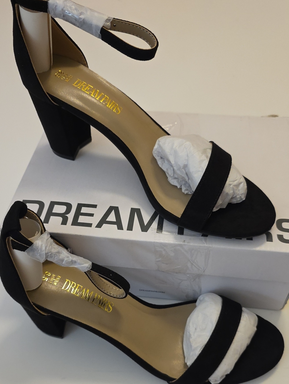 Dream Pairs Black Open-Toe Ankle Strap Block Heels